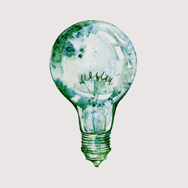 Watercolor Lightbulb representing CBT therapy in Snohomish, WA